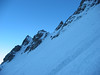 ancat > traversing the "curtain" on mt hicks to the NW couloir