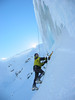 ancat > john gets ready to smash his blunt tools into the final cascade of water ice