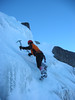 ancat > jono solos up an easy section of water ice